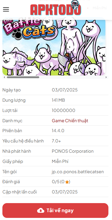 Hướng Dẫn Tải Và Cài Đặt The Battle Cats Hack Full v14.4.0
